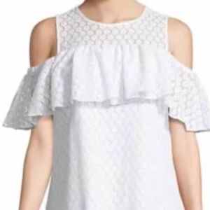 MICHAEL KORS LACE COLD SHOULDER RUFFLE TOP